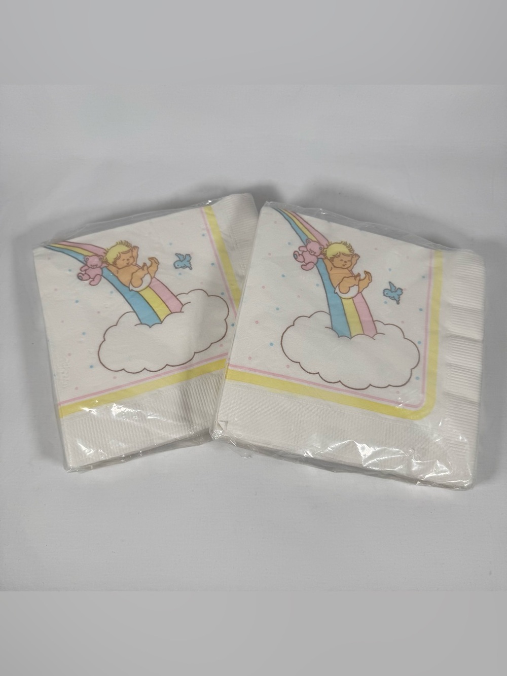 Vintage Baby Shower Napkins Set of 2, Pastel Themed Birthday Party Supplies